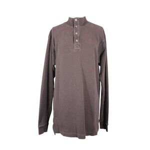 Duluth Trading men's trim‎ fit button mock neck waffle knit Henley shirt M